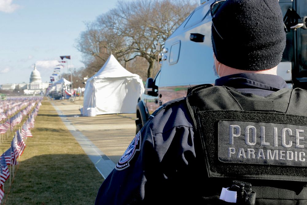 U.S. Customs and Border Protection officers with the Office of Field Operations stand their posts as they support security…