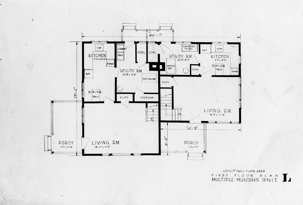 Multiple Housing Drawing 1940s Oak Ridge.