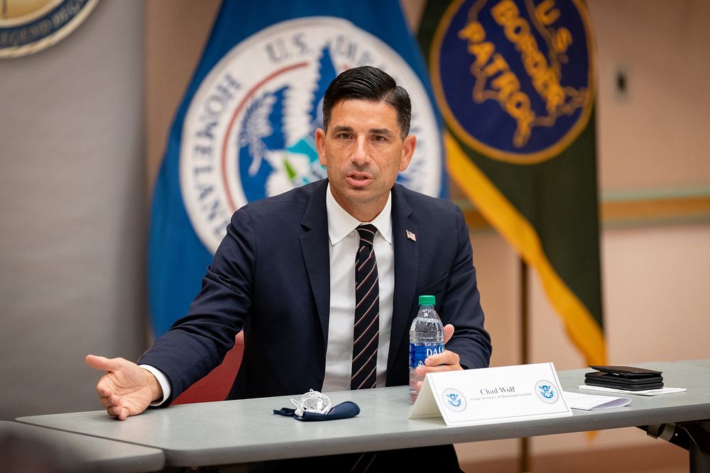 Acting Department of Homeland Security Secretary Chad Wolf meets with local DHS and CBP leadership during a visit to the…