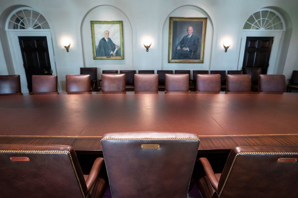 The President’s chair is seen on Wednesday, July 14, 2021, in the Cabinet Room of the White House.