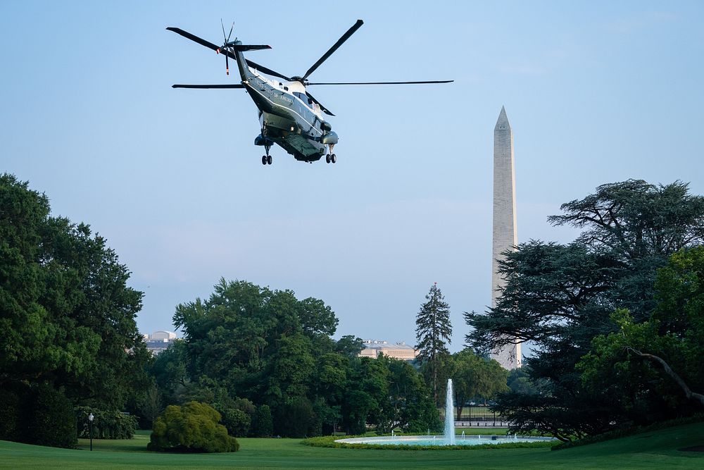 Marine One, carrying First Lady Jill Biden, departs the South Lawn of the White House Thursday, July 29, 2021, en route to…