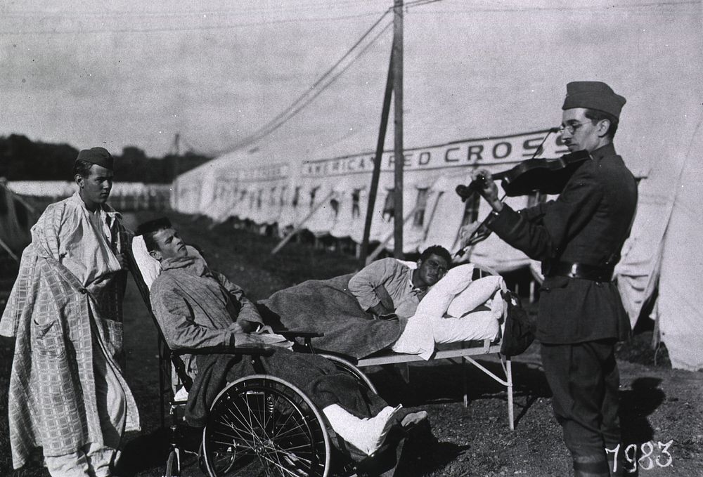U.S. American National Red Cross Hospital No.5, Paris, France: Recreation for the patients at the Tent Hospital at Auteuil…