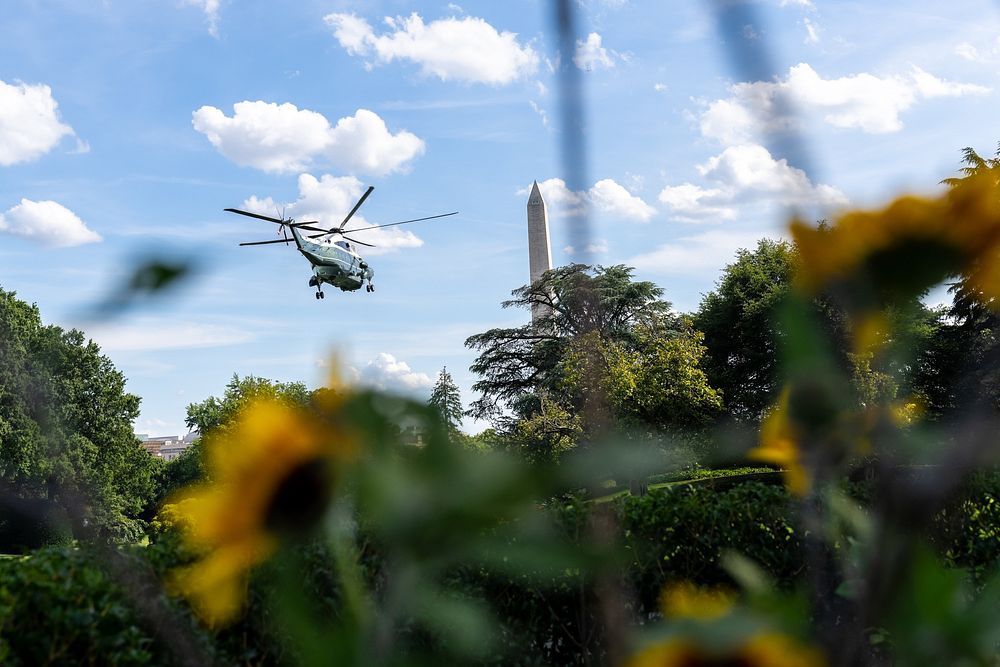 Marine One departs the South Lawn of the White House Friday, September 2, 2022, en route to Camp David in Thurmont…