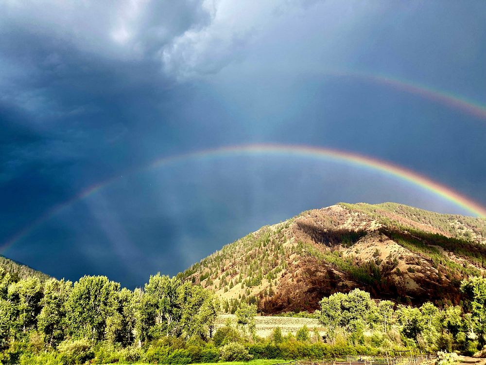 Double rainbow in the River of No Return Wilderness, Idaho.