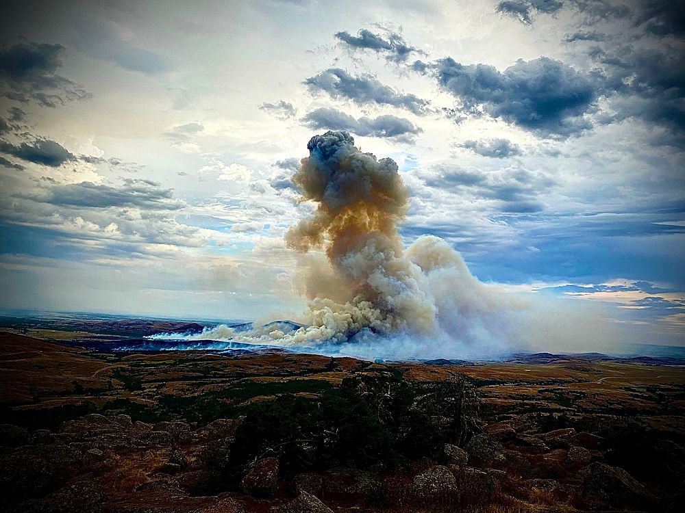 Landscape Category - USFWS 2022 Photo/Video ContestA column of smoke is seen from a wildfire at Wichita Mountains National…