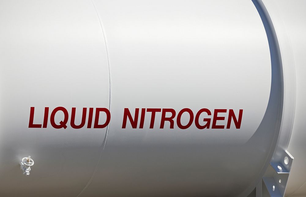 Stored liquid nitrogen tank.