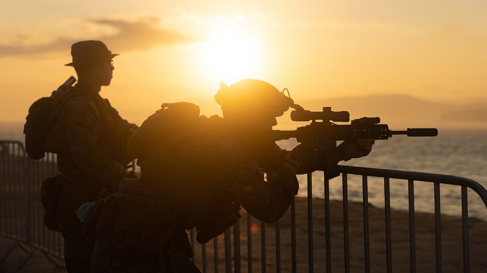 U.S. Marines with 1st Battalion, 8th Marine Regiment, 2d Marine Division, set security during Continuing Promise 2022 in…