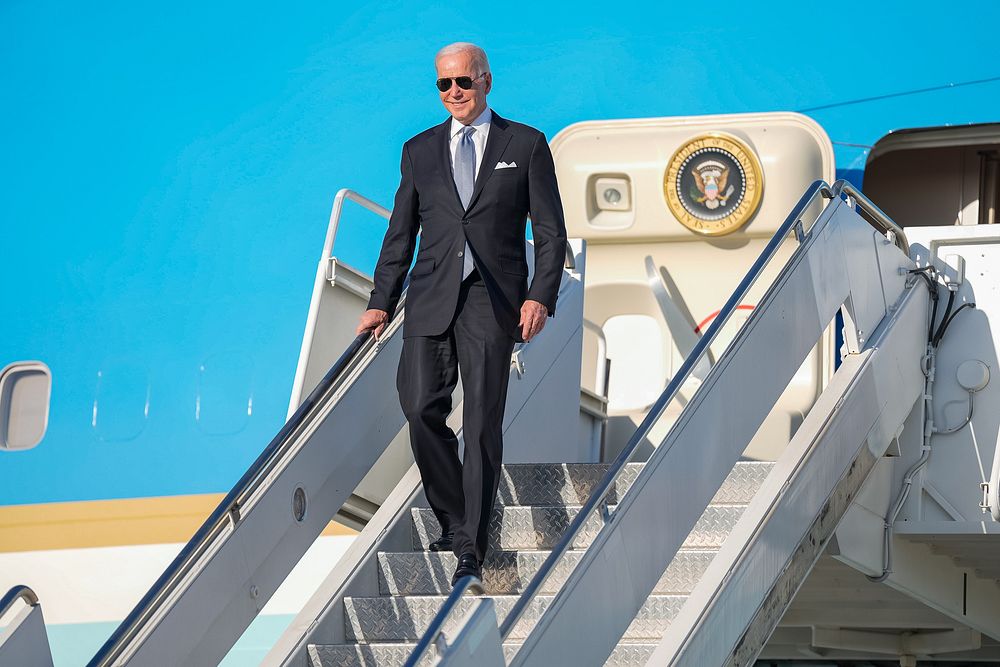 President Joe Biden disembarks Air Force One at Sharm el-Sheikh International Airport in Egypt, Friday, November 11, 2022…