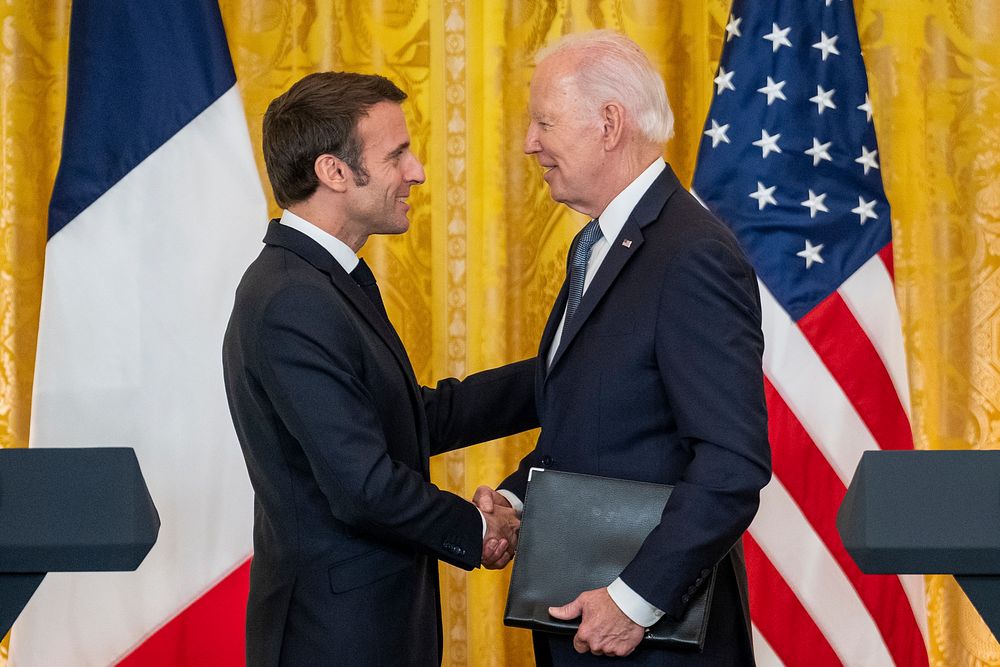 President Joe Biden and French President Emmanuel Macron hold a joint press conference, Thursday, December 1, 2022, in the…