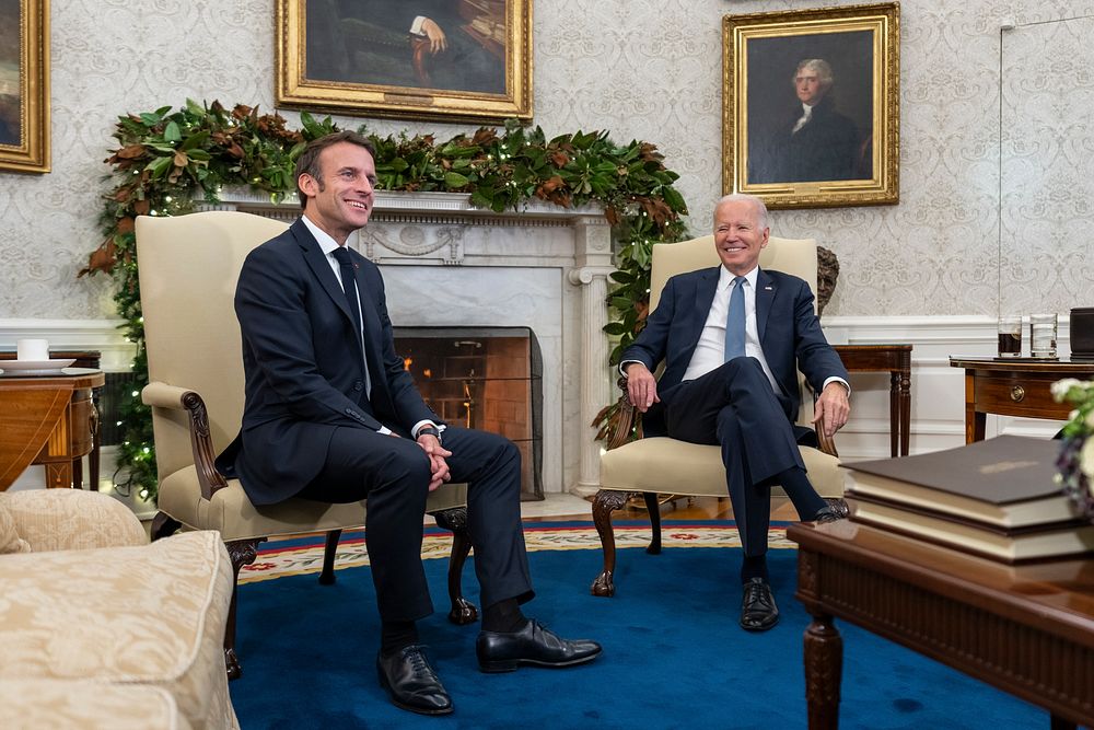 President Joe Biden participates in a bilateral meeting with French President Emmanuel Macron, Thursday, December 1, 2022…