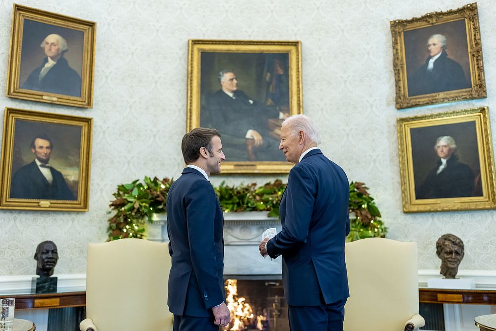 President Joe Biden meets with President of the French Republic Emmanuel Macron, Thursday, December 1, 2022, in the Oval…