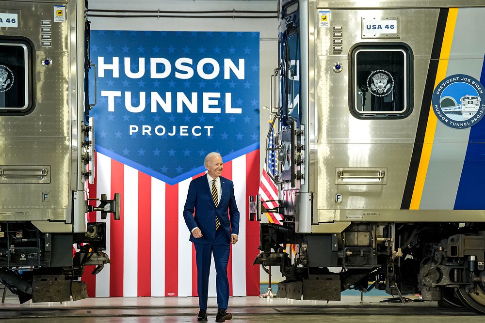 President Joe Biden delivers remarks on infrastructure investments in the Hudson River Tunnel Project, Tuesday, January 31…