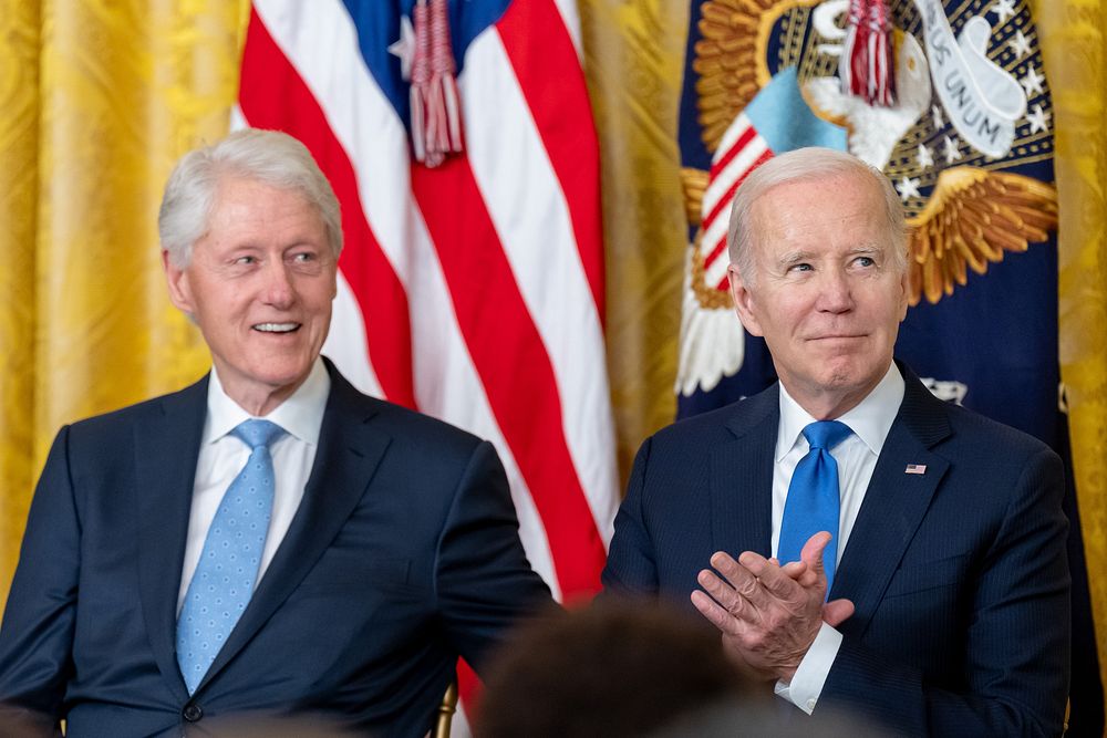 President Joe Biden and former President Bill Clinton attend an event marking the 30th anniversary of the Family and Medical…