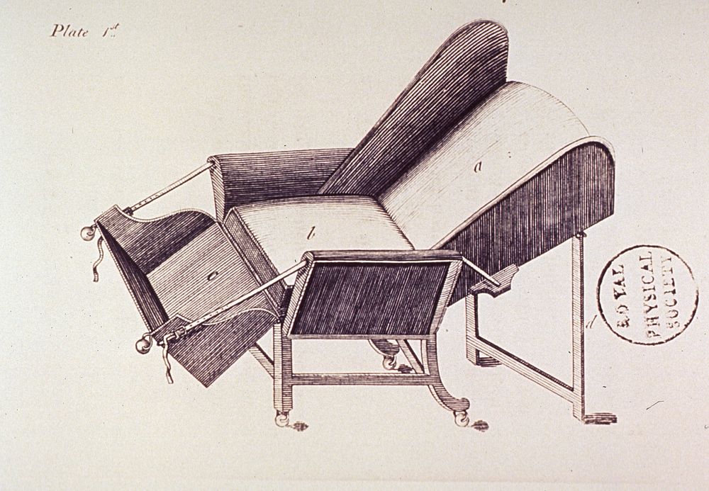 Birthing Chair, vintage illustration.