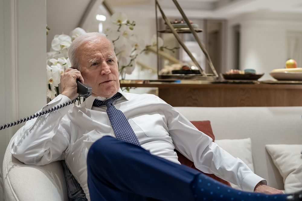President Joe Biden speaks on the phone with EPA Administrator Michael Regan and Ohio Governor Mike DeWine about the toxic…