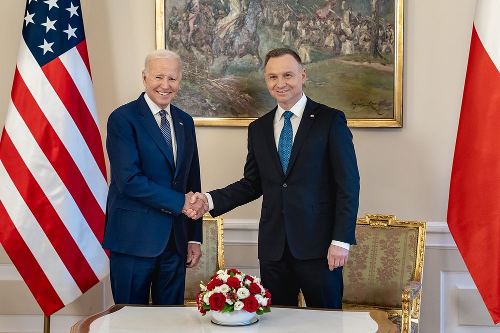 President Joe Biden participates in a restricted bilateral meeting with Polish President Andrzej Duda, Tuesday, February 21…