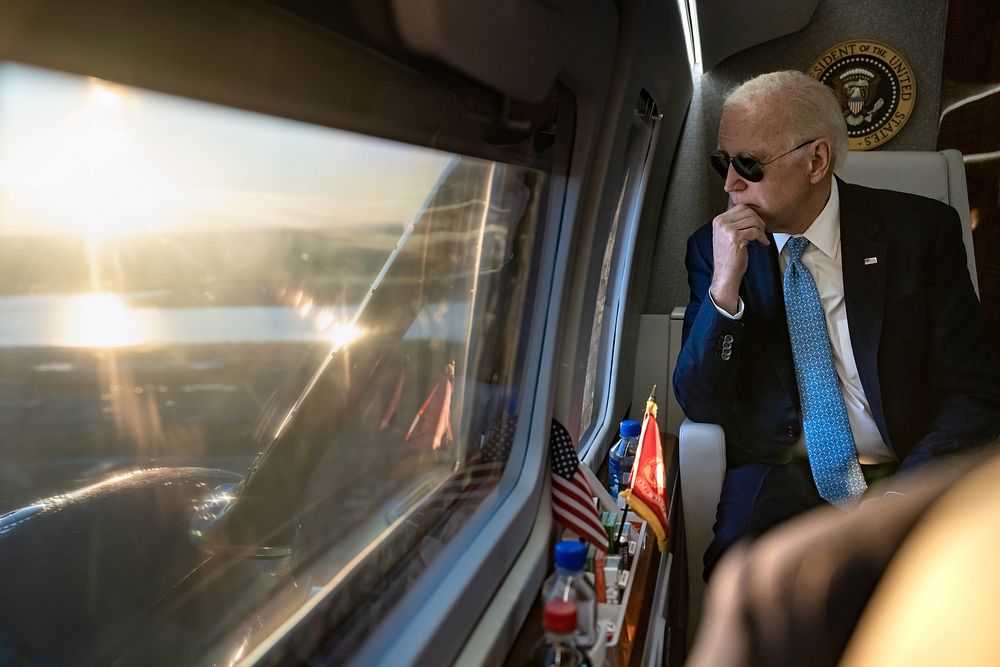 President Joe Biden travels aboard Marine One on Tuesday, February 28, 2023, to the White House. (Official White House Photo…