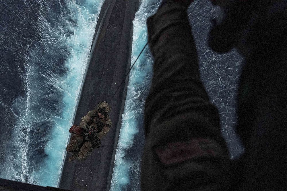 MEDITERRANEAN SEA (Feb. 27, 2023) East-Coast-based U.S. Naval Special Warfare Operators (SEALs) and a CV-22 Osprey, assigned…