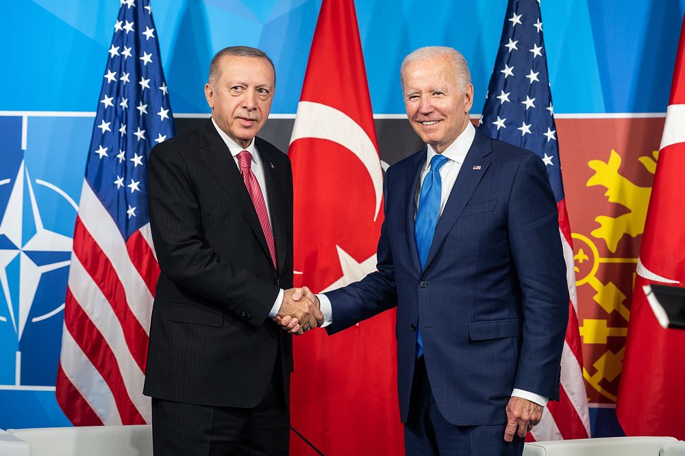 President Joe Biden attends a bilateral meeting with President Recep Tayyip Erdogan of Turkey during the NATO Summit…