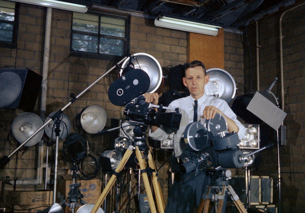 Ed Westcott with film making Equipment Oak Ridge