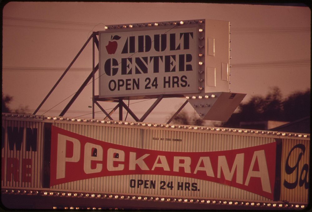 Signboards in Las Vegas, May 1972. Photographer: O'Rear, Charles. Original public domain image from Flickr