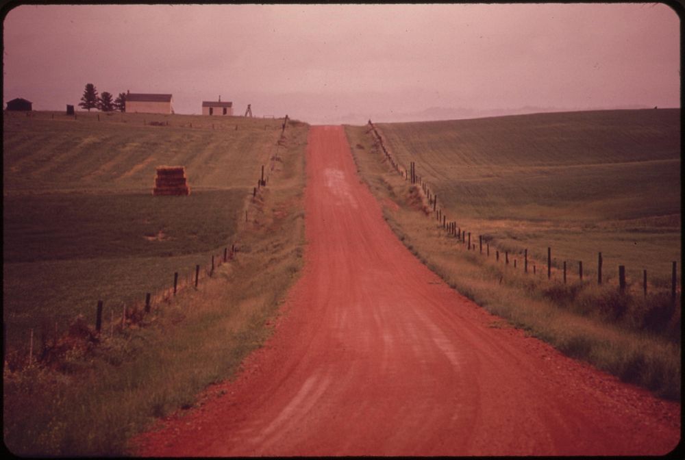Road leads to the Bud and John Redding Ranches in Sarpy Basin, 06/1973. Photographer: Norton, Boyd. Original public domain…