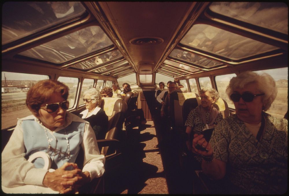 The dome car on Amtrak trains is a popular place for passengers who want to watch the scenery unfold, June 1974.…