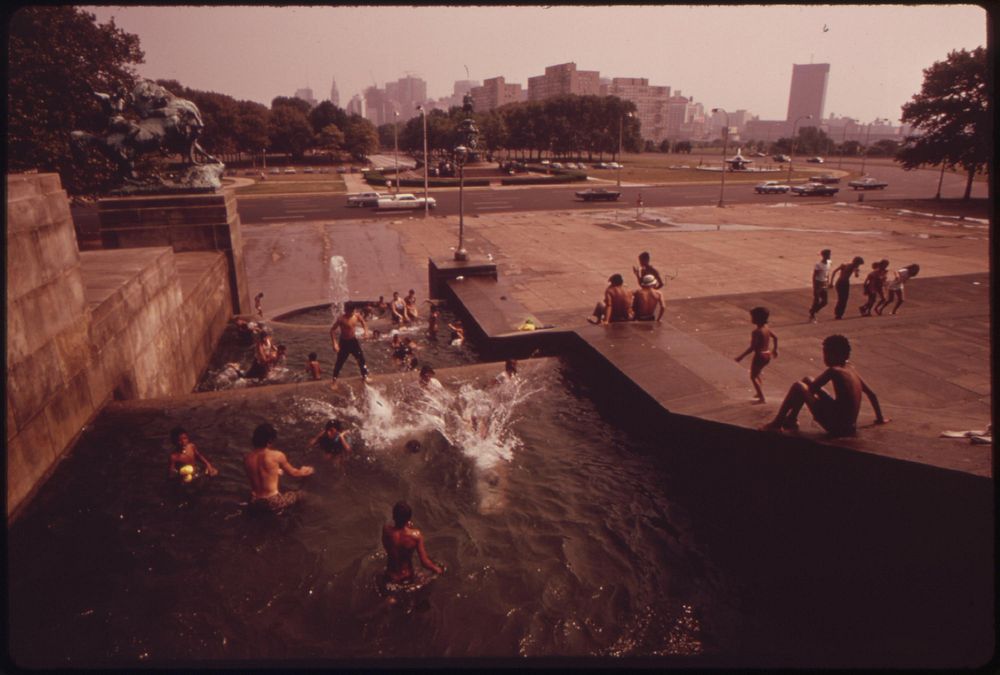 The Art Of Cooling Off Is Enthusiastically Pursued In The Fountains Of The Philadelphia Museum Of Art, August 1973.…