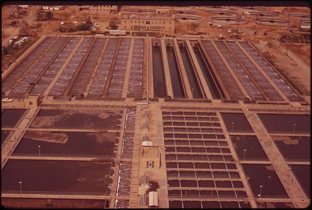 Blue Plains Sewage Treatment Plant: Organic Pollutants From Raw Sewage Are Absorbed In These Secondary Tanks, April 1973.…