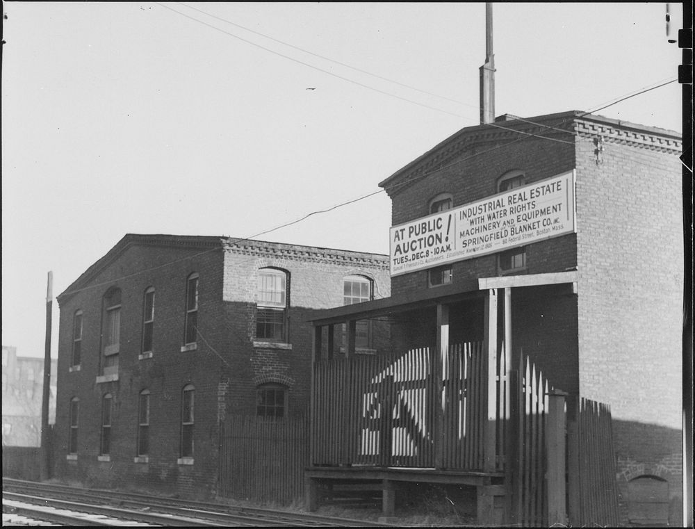 One of the oldest mills (begun as horse blankets), original site and building, railway track; sold at auction, 1936.…