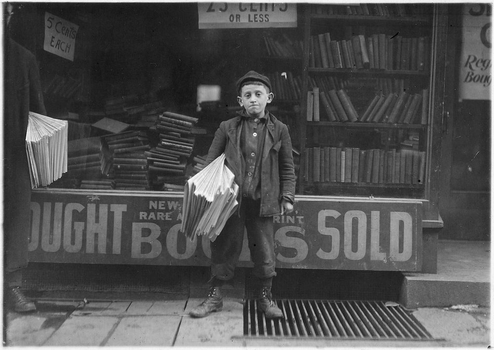 12 year old Newsboy. Hyman Alpert, been selling three years. Spends evenings in Boys Club. New Haven, Conn, March 1909.…