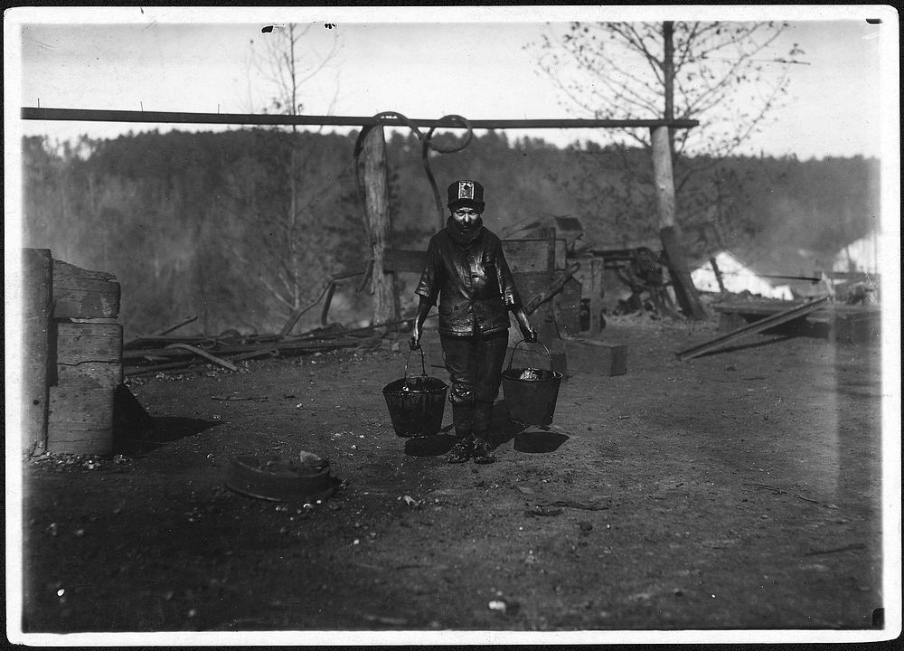 Shorpy; a greaser on the tipple at Bessie Mine, Alabama. Carries two heavy pails of grease and is often in danger of being…