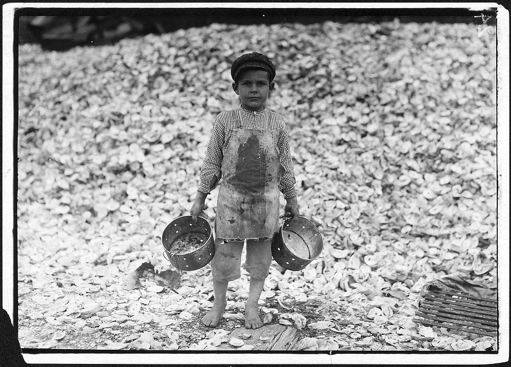 Photograph of a Young Shrimp Picker Named Manuel, 1912. Photographer: Hine, Lewis. Original public domain image from Flickr