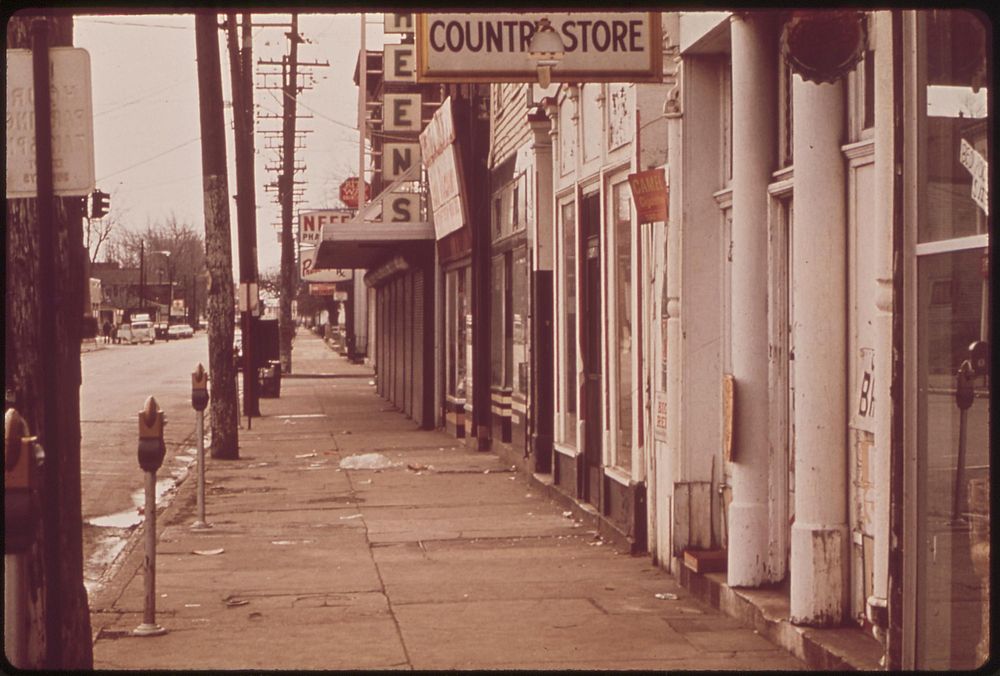 The Streets Of The Louisville Waterfront Area, Portland, Are Deserted Following Evacuation, March 1972. Photographer:…