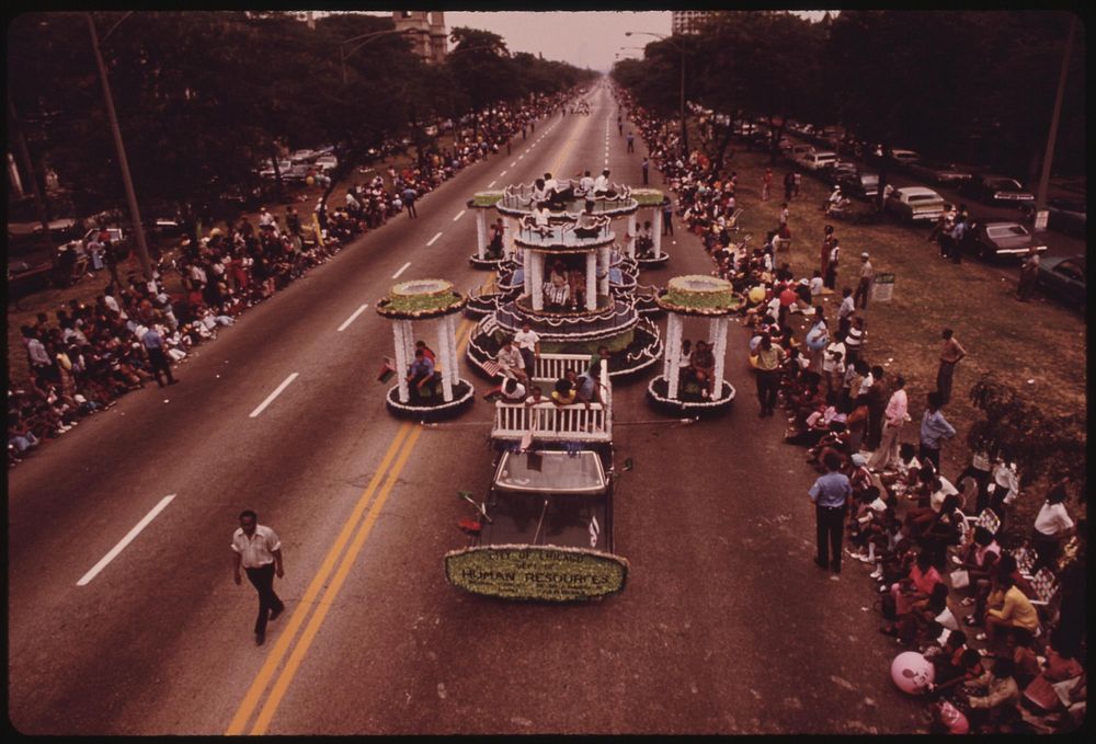 Bud Billiken Day Parade As It Travels Chicago's South Side On Dr. Martin L. King Jr. Drive, 08/1973. Photographer: White…