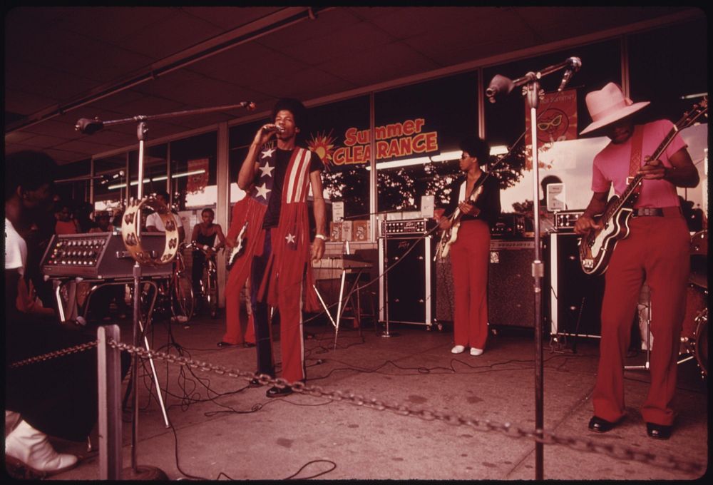A Black Band Performs At The Lake Meadows Shopping Center In Chicago, 08/1973. Photographer: White, John H. Original public…