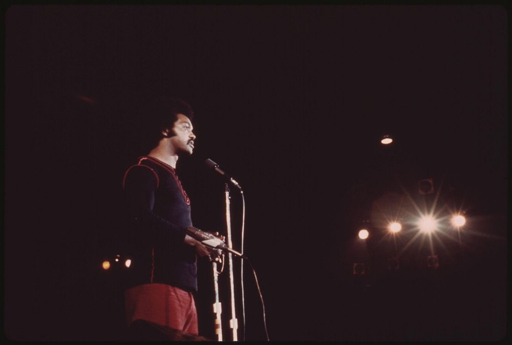 The Rev. Jesse Jackson Addressing An Audience At The Annual Push 'black Expo' In Chicago, 10/1973. Photographer: White, John…
