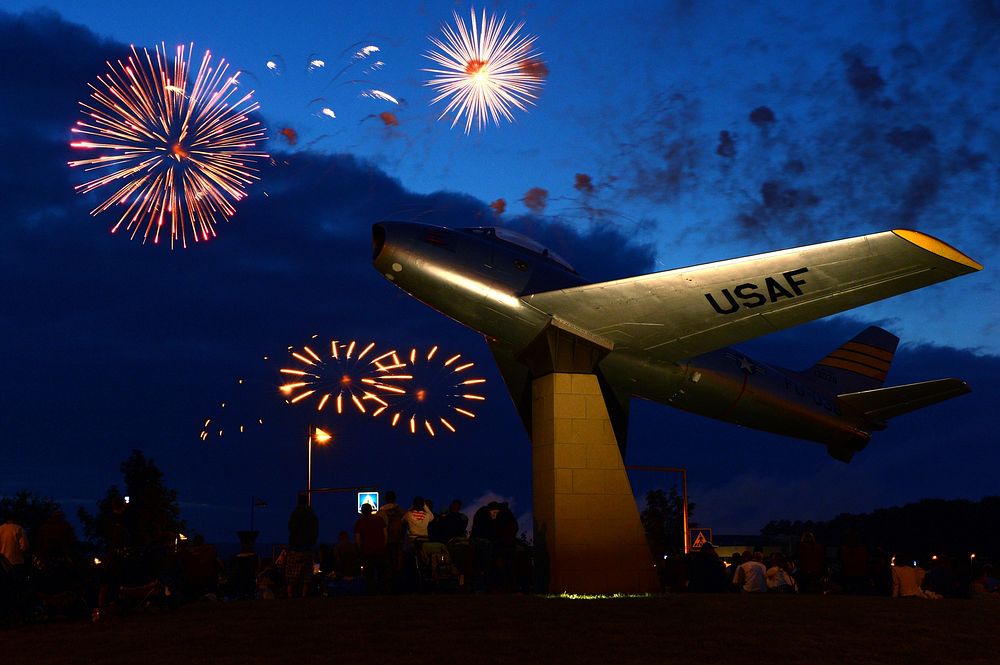 Fireworks explode at dusk during the Super Saber Appreciation Day event July 4, 2013, at Spangdahlem Air Base, Germany.