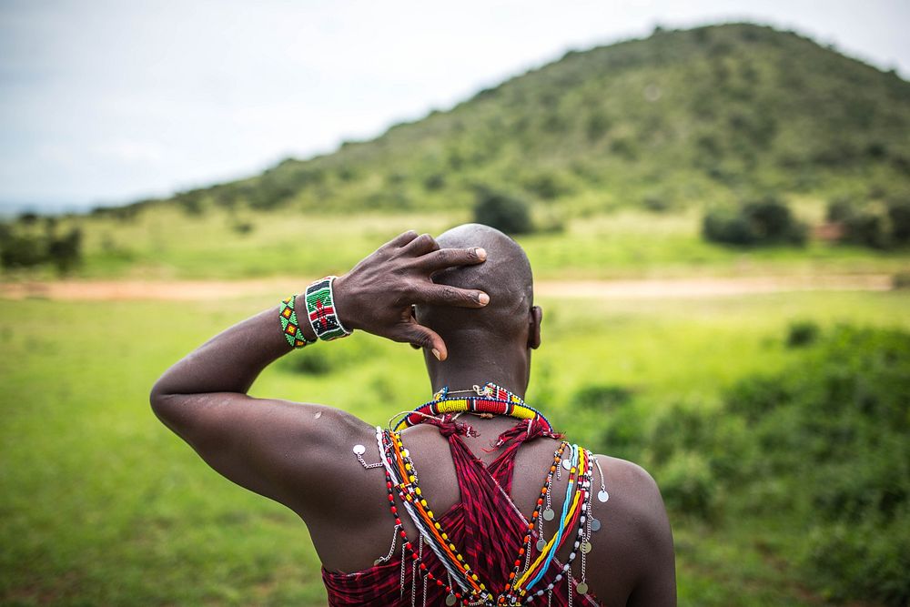 A Maasai known as Lemeria shows the scars caused when he was attacked by a Leopard 6 years ago in the Mara North Conservancy…