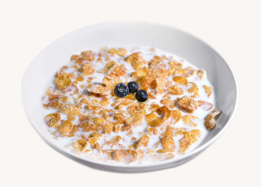 Cornflakes image, food photo on white