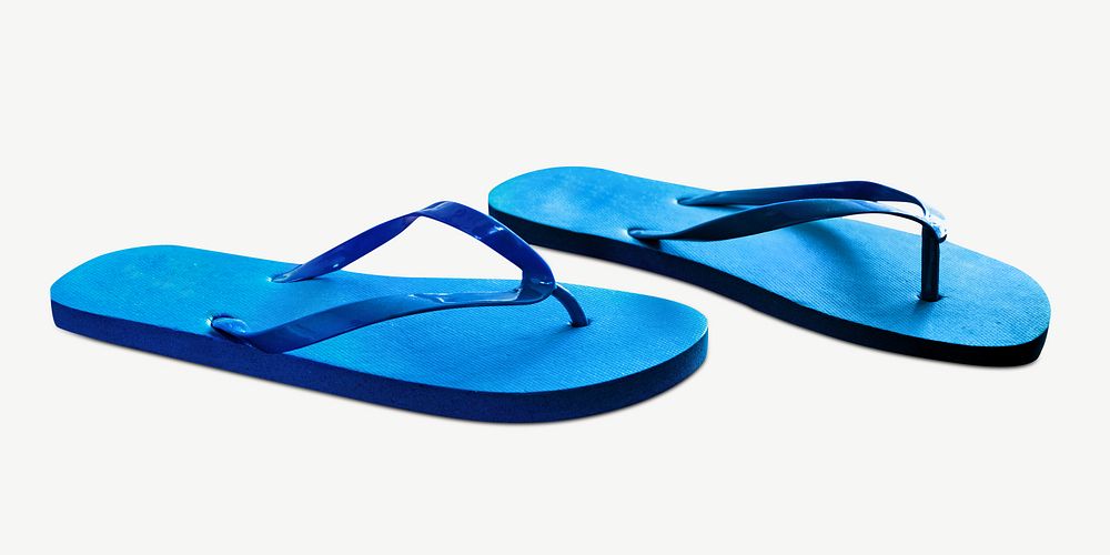 Blue flipflops, isolated object on white