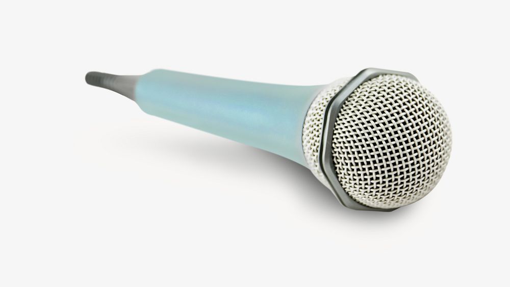 Blue microphone, isolated object on white