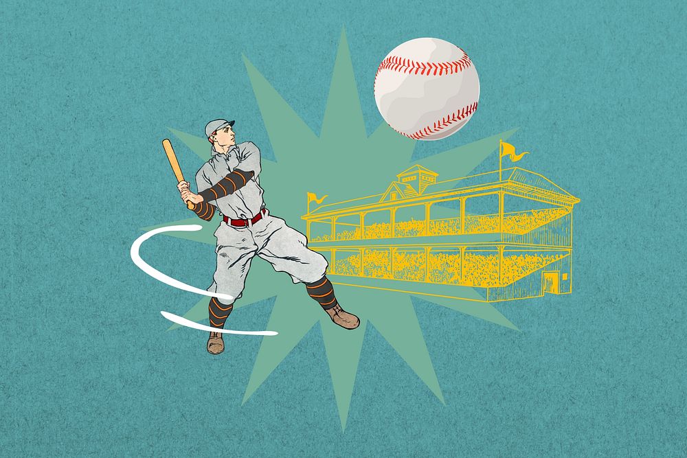 Baseball match background, creative sports collage
