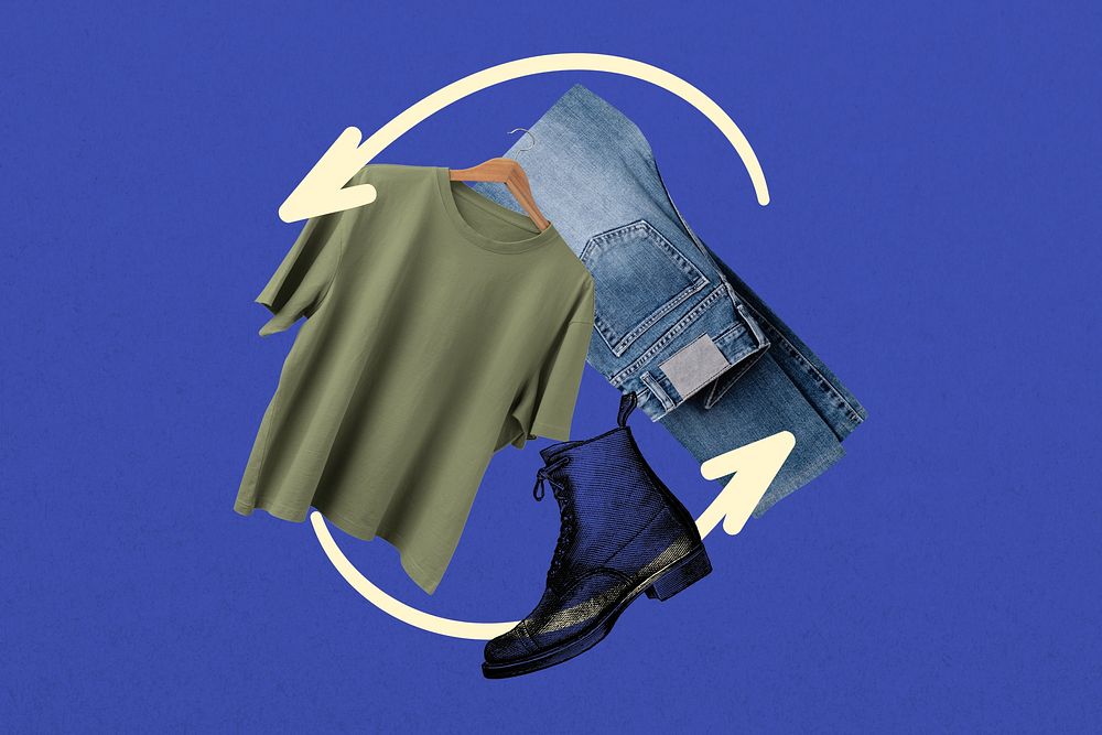 Recycle clothing background, creative fashion collage