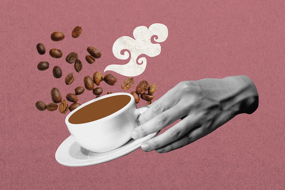 Coffee lover aesthetic background, creative collage