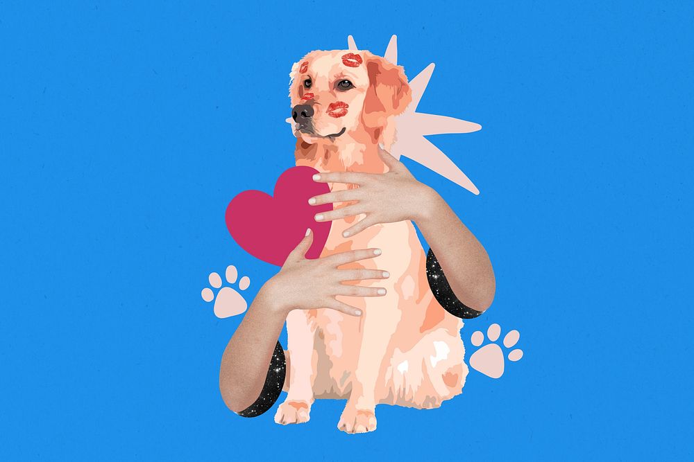 Pet dog lover background, creative animal collage