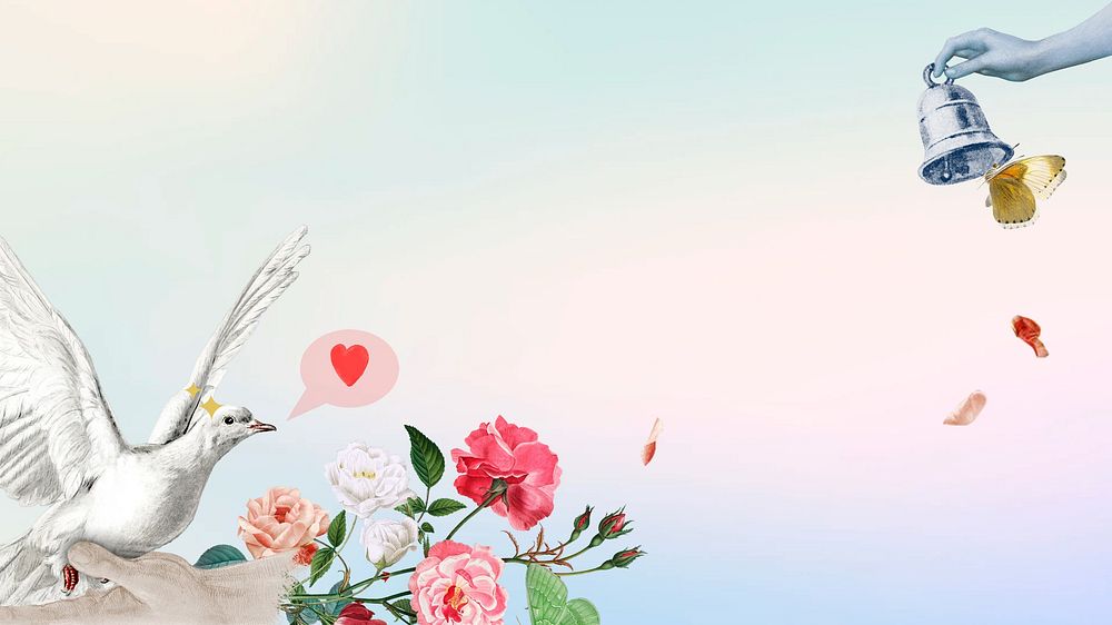 Love bird aesthetic computer wallpaper, dating remix background