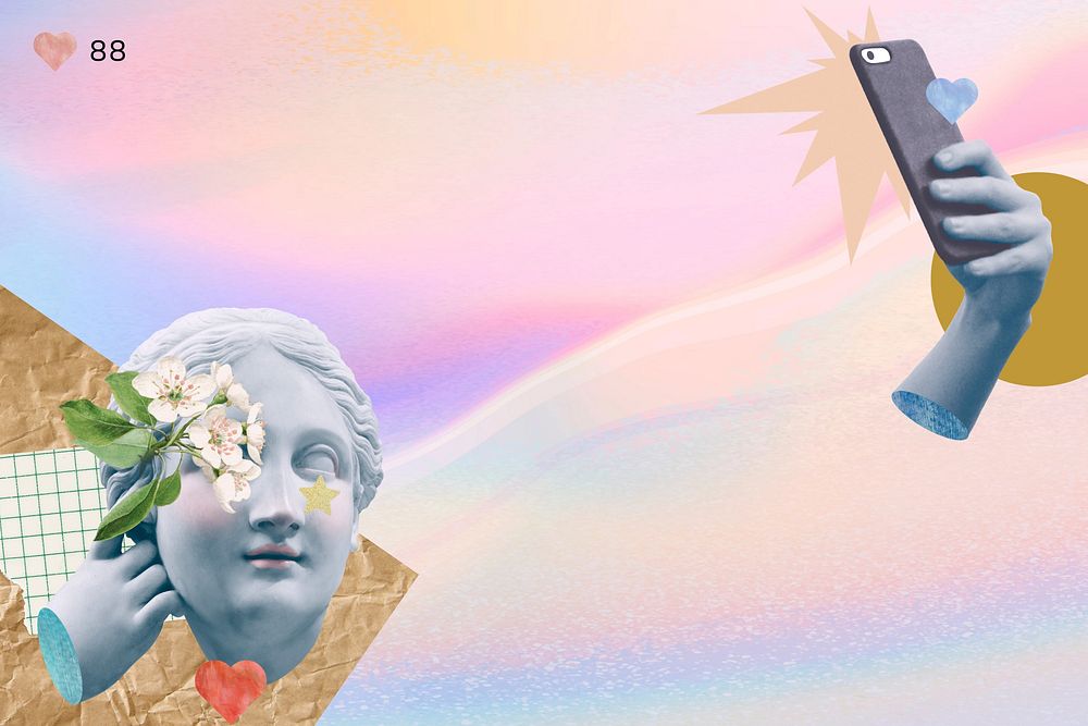 Greek Goddess selfie background, social media addict remix