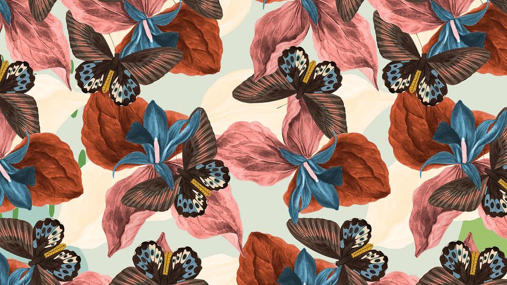 Butterfly seamless pattern HD wallpaper, exotic nature remix from The Naturalist's Miscellany by George Shaw