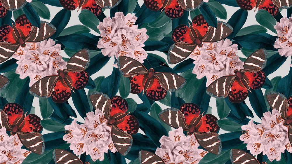 Seamless butterfly pattern HD wallpaper, George Shaw's exotic flower pattern background